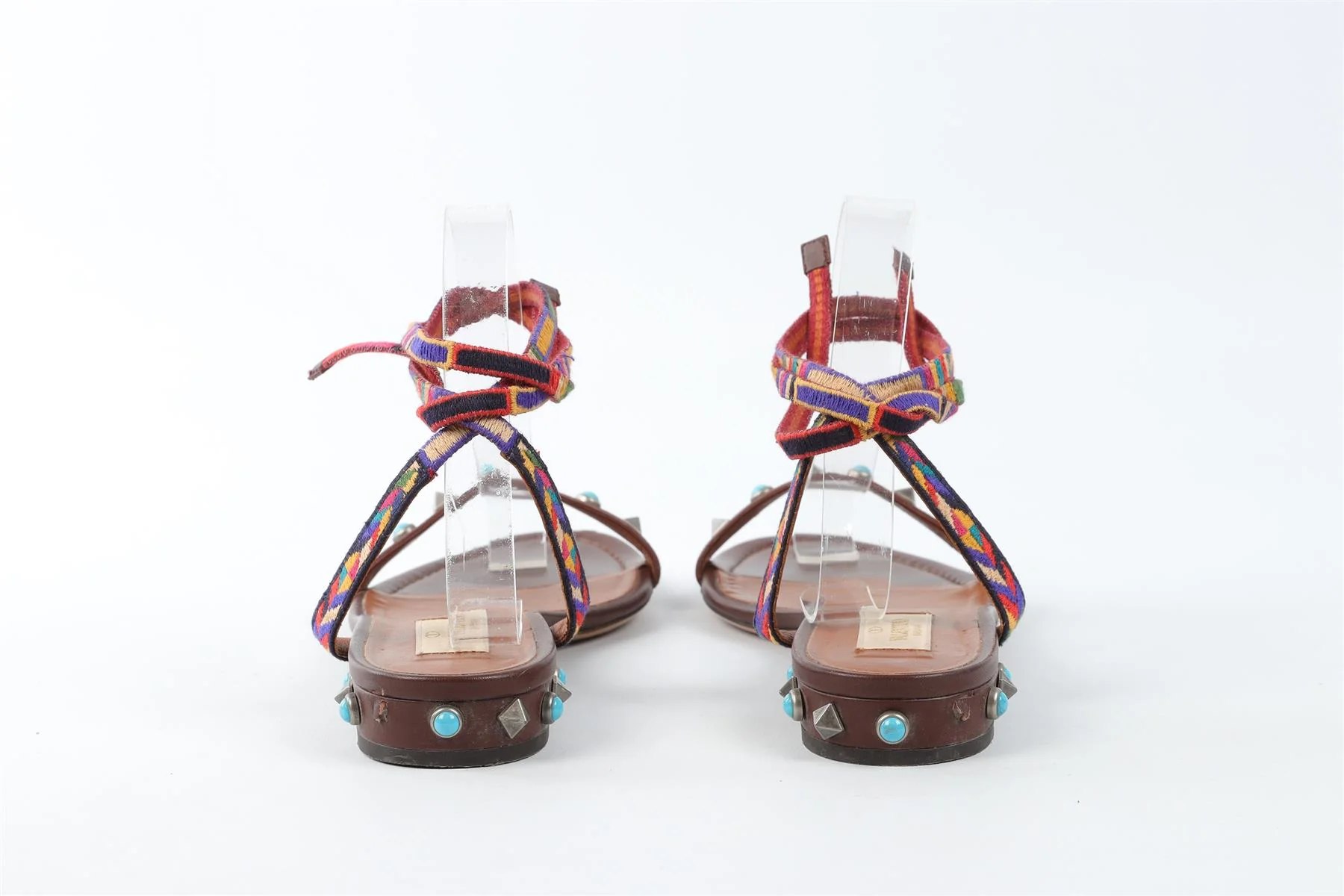 VALENTINO BROWN ROCKSTUD LEATHER SANDALS EU 38 UK 5 US 8 - Image 6