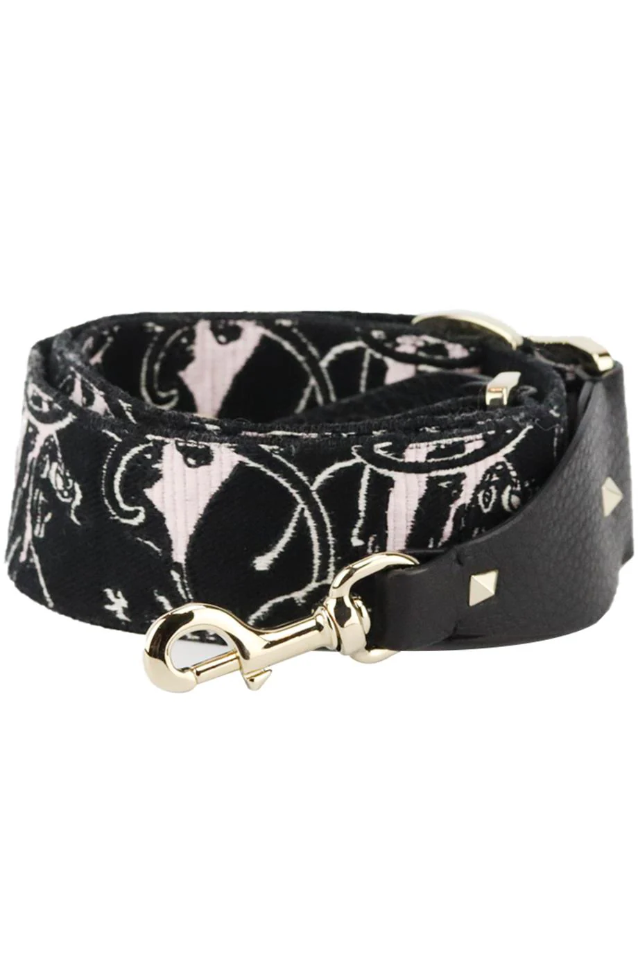 VALENTINO EMBROIDERED CANVAS AND LEATHER BAG STRAP