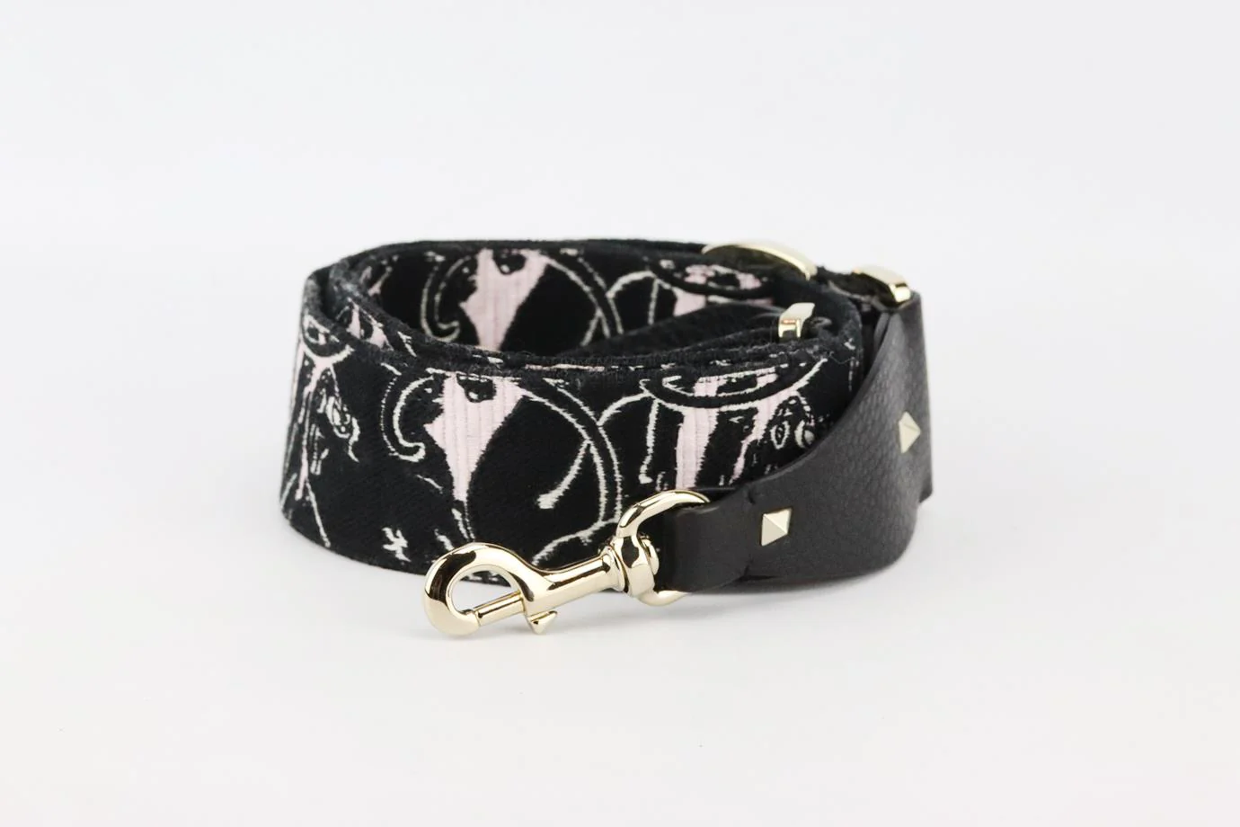 VALENTINO EMBROIDERED CANVAS AND LEATHER BAG STRAP - Image 2