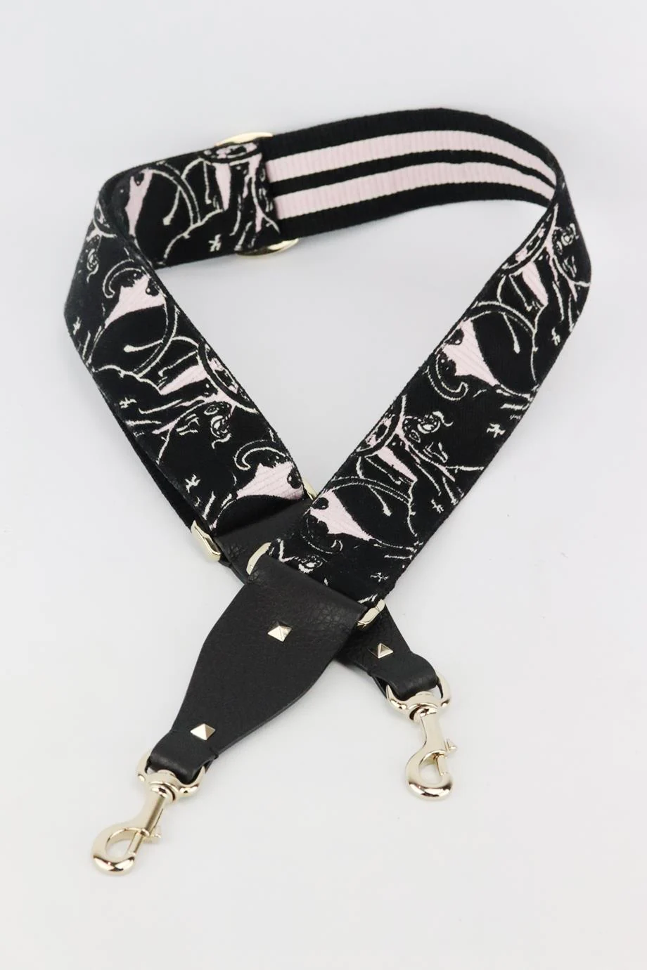 VALENTINO EMBROIDERED CANVAS AND LEATHER BAG STRAP - Image 4
