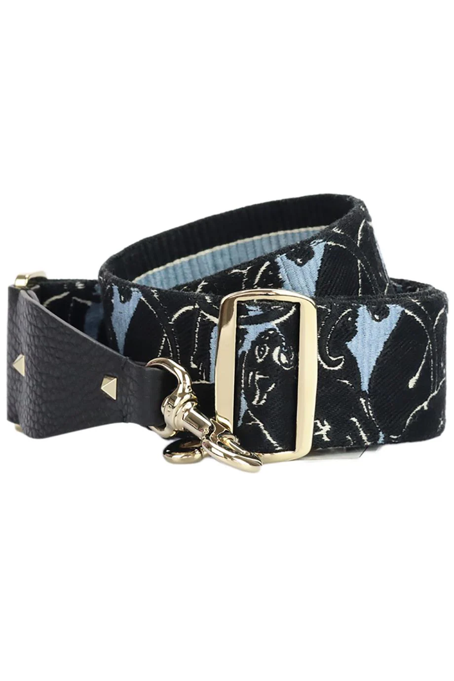 VALENTINO EMBROIDERED CANVAS AND LEATHER BAG STRAP