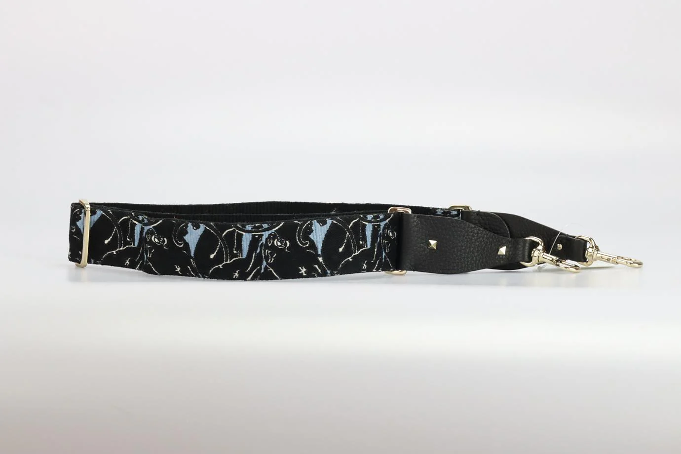 VALENTINO EMBROIDERED CANVAS AND LEATHER BAG STRAP - Image 3