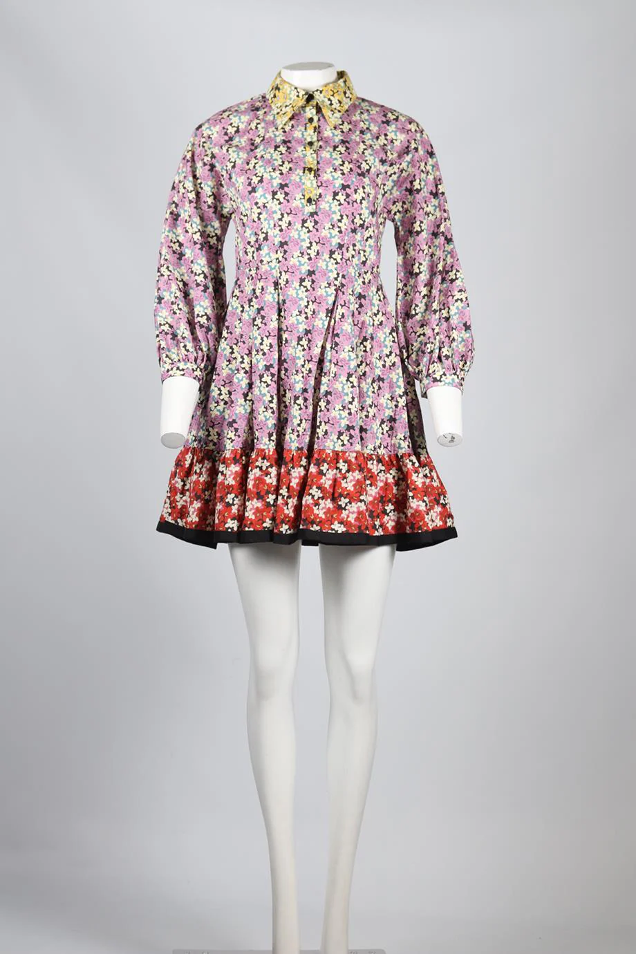 VALENTINO FLORAL PRINT COTTON MINI DRESS IT 36 UK 4 - Image 2