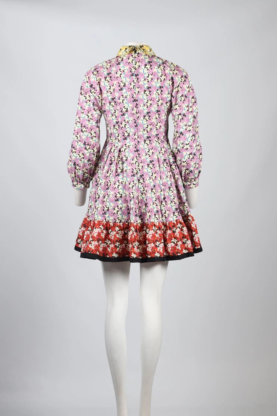 VALENTINO FLORAL PRINT COTTON MINI DRESS IT 36 UK 4 - Image 4