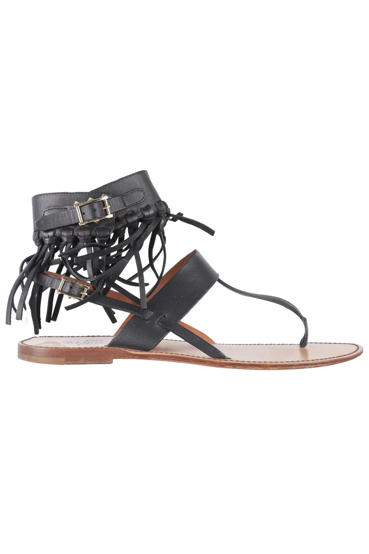 VALENTINO GARAVANI BLACK LEATHER SANDALS EU 38 UK 5 US 8