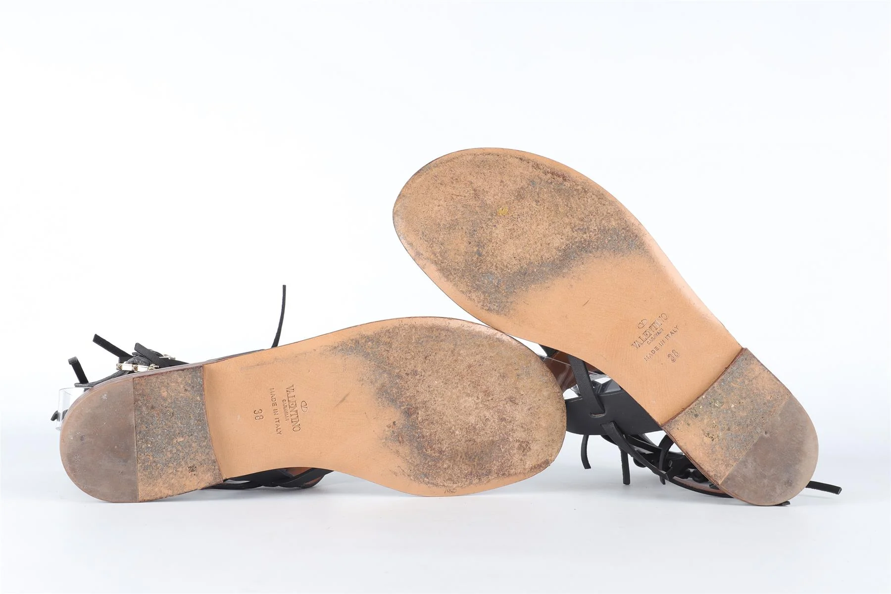 VALENTINO GARAVANI BLACK LEATHER SANDALS EU 38 UK 5 US 8 - Image 6