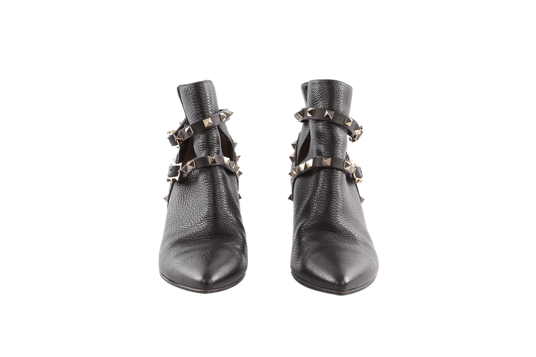VALENTINO GARAVANI BLACK ROCKSTUD LEATHER ANKLE BOOTS EU 38 - Image 3