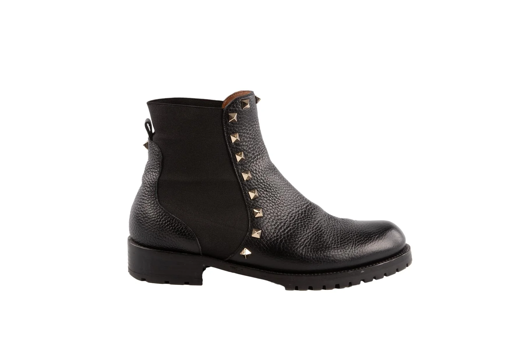 VALENTINO GARAVANI BLACK ROCKSTUD LEATHER ANKLE BOOTS EU 39 - Image 2