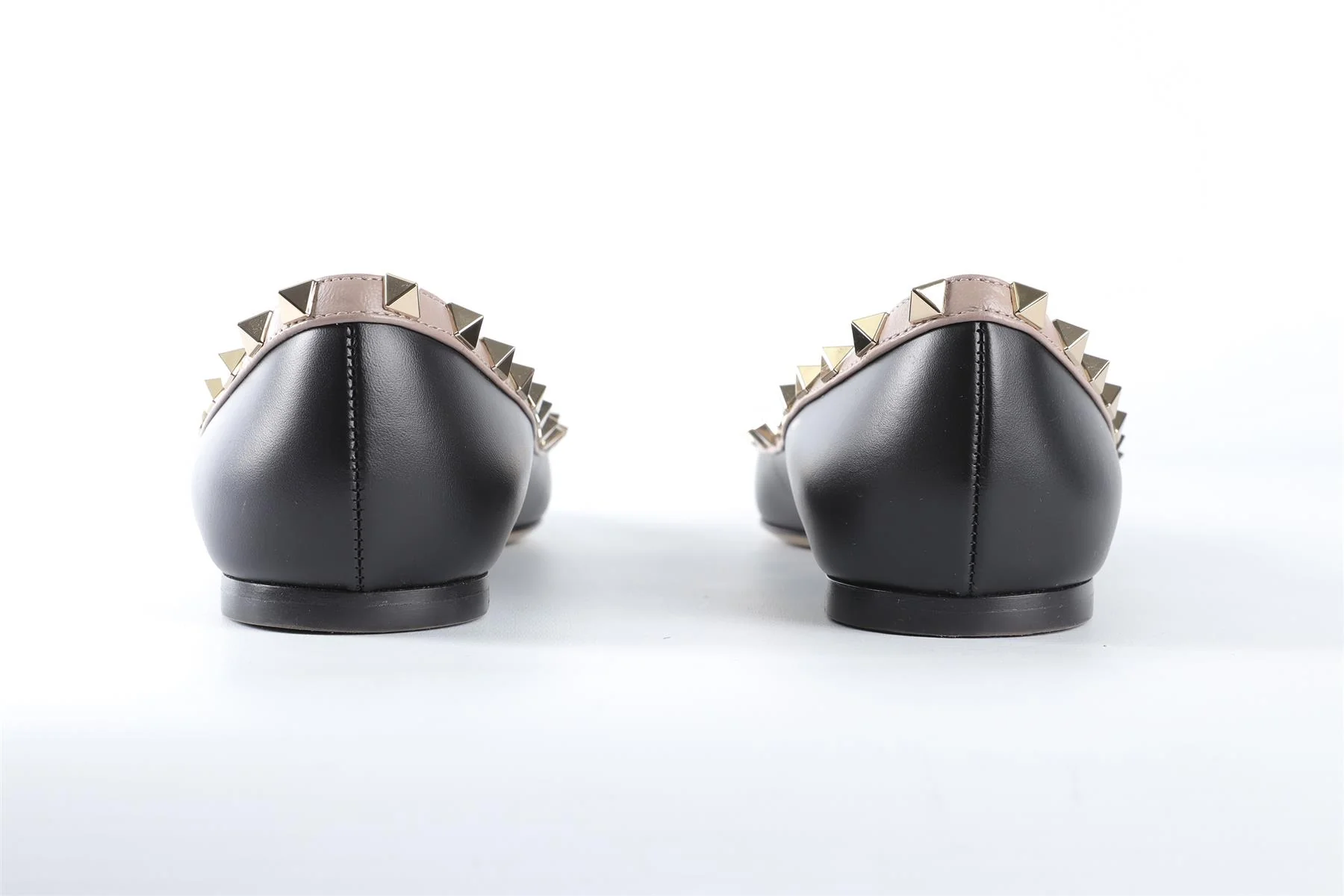 VALENTINO GARAVANI BLACK ROCKSTUD LEATHER BALLET FLATS EU 37.5 UK 4.5 US 7.5 - Image 5