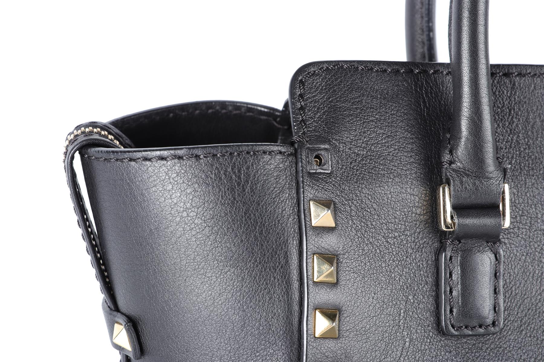 VALENTINO GARAVANI BLACK ROCKSTUD SMALL LEATHER TOTE BAG - Image 10