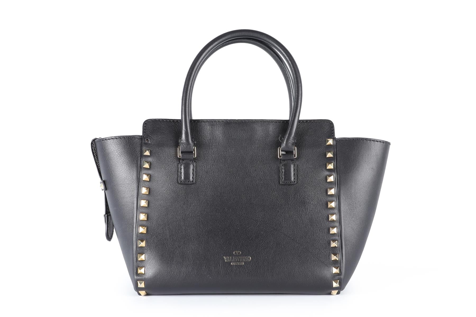 VALENTINO GARAVANI BLACK ROCKSTUD SMALL LEATHER TOTE BAG - Image 7