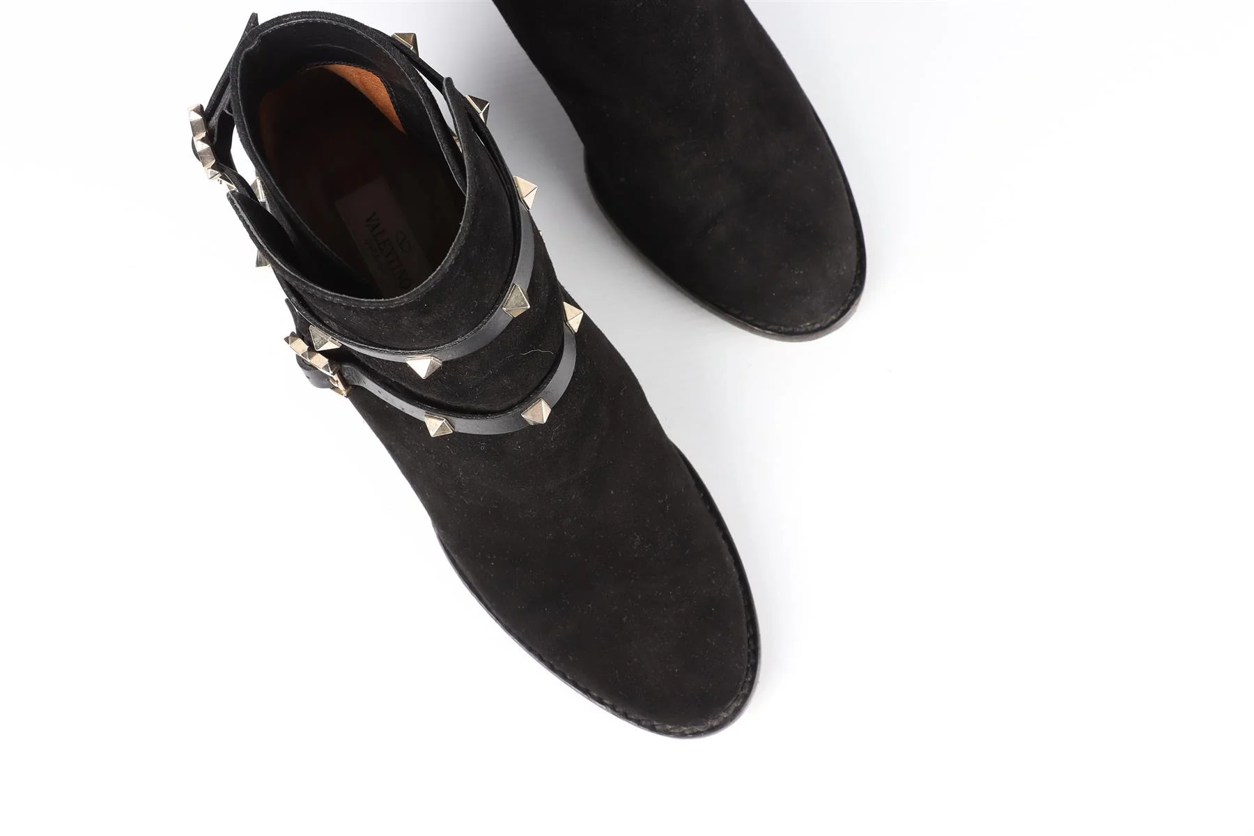 VALENTINO GARAVANI BLACK ROCKSTUD SUEDE ANKLE BOOTS EU 40.5 UK 7.5 US 10.5 - Image 4