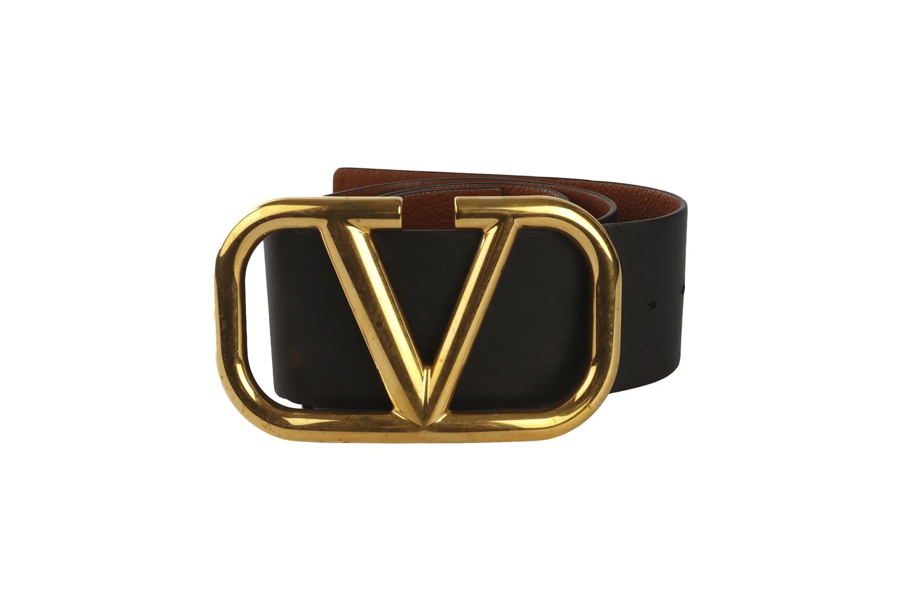 VALENTINO GARAVANI BLACK VLOGO LEATHER WAIST BELT 75CM - Image 2