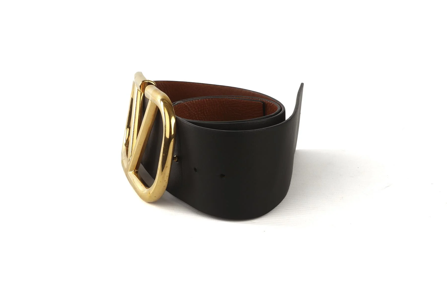 VALENTINO GARAVANI BLACK VLOGO LEATHER WAIST BELT 75CM - Image 3