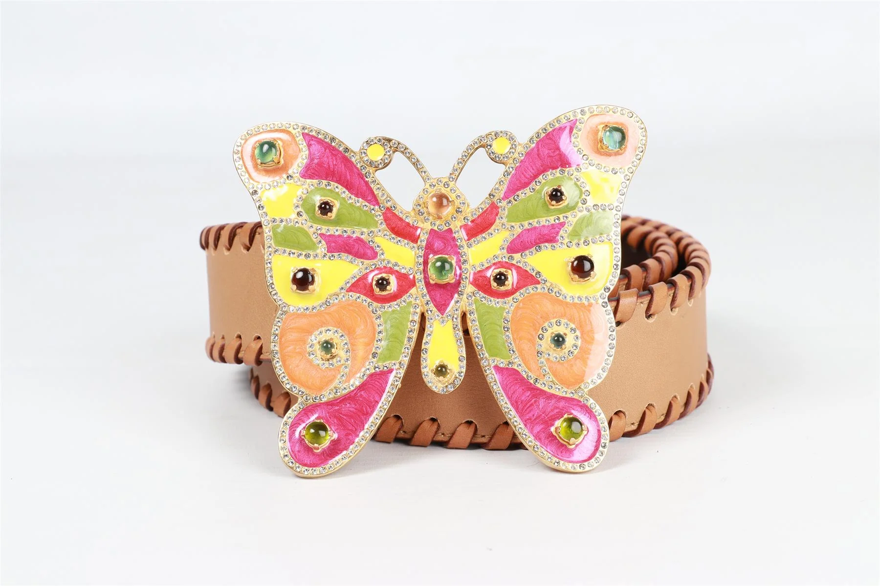 VALENTINO GARAVANI BROWN BUTTERFLY LEATHER BELT 85 CM - Image 12