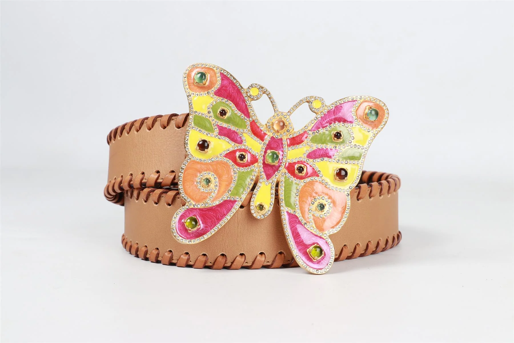VALENTINO GARAVANI BROWN BUTTERFLY LEATHER BELT 85 CM - Image 15