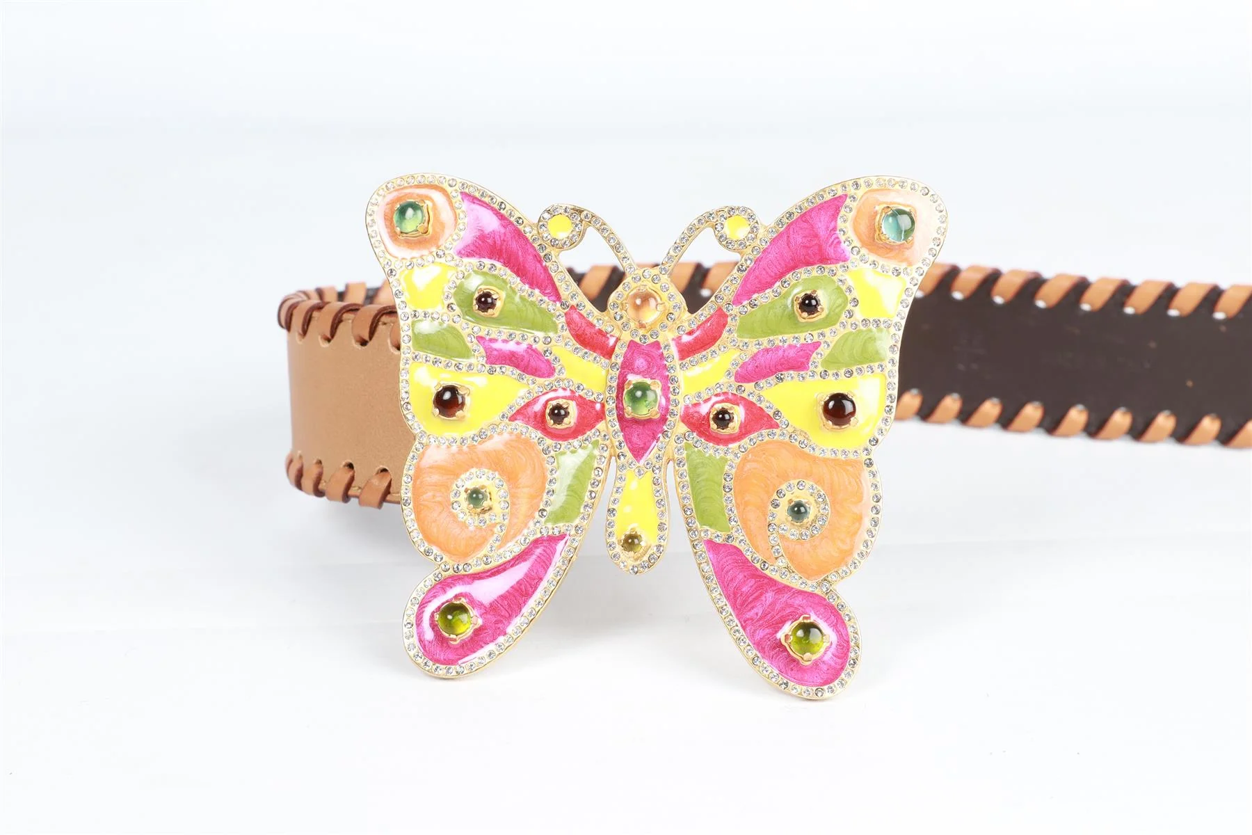 VALENTINO GARAVANI BROWN BUTTERFLY LEATHER BELT 85 CM - Image 17