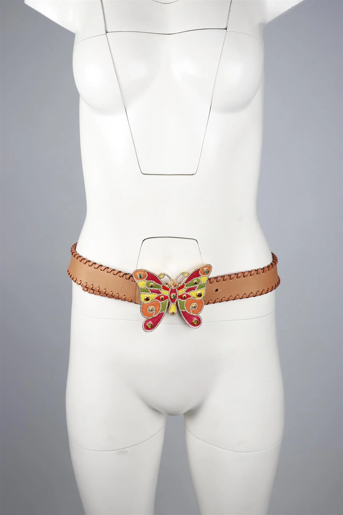VALENTINO GARAVANI BROWN BUTTERFLY LEATHER BELT 85 CM - Image 9