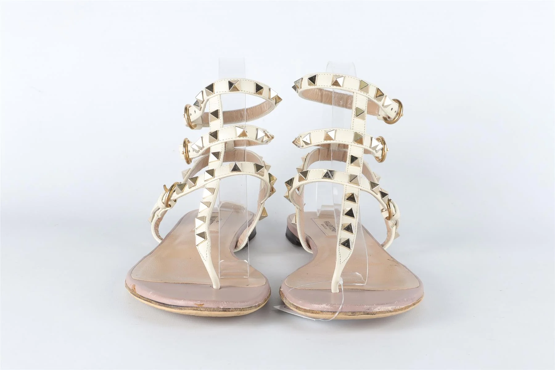 VALENTINO GARAVANI CREAM ROCKSTUD LEATHER SANDALS EU 38 UK 5 US 8 - Image 3