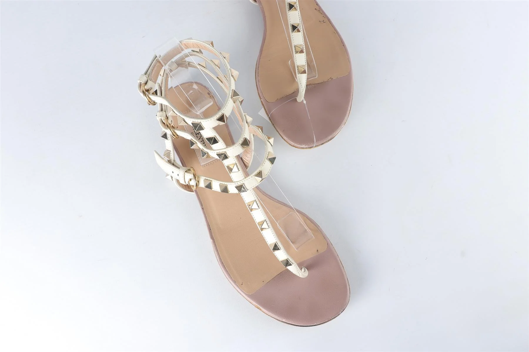VALENTINO GARAVANI CREAM ROCKSTUD LEATHER SANDALS EU 38 UK 5 US 8 - Image 4