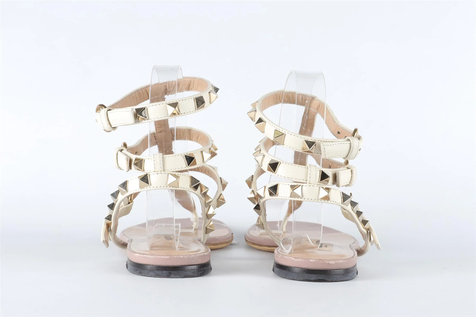 VALENTINO GARAVANI CREAM ROCKSTUD LEATHER SANDALS EU 38 UK 5 US 8 - Image 5