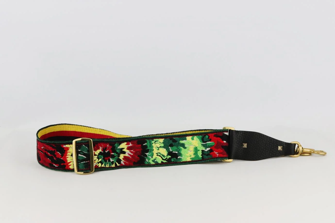 VALENTINO GARAVANI EMBROIDERED CANVAS AND LEATHER BAG STRAP - Image 3