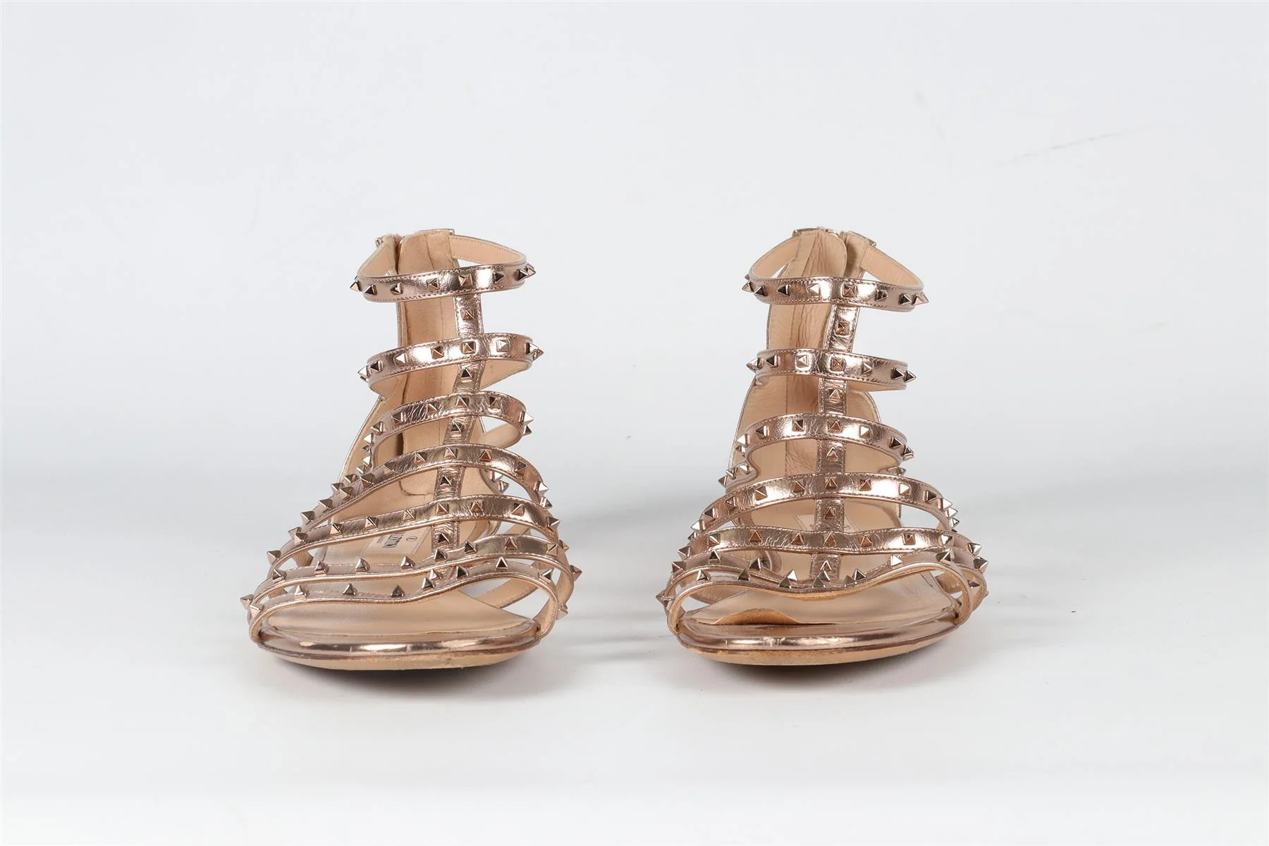 VALENTINO GARAVANI GOLD ROCKSTUD LEATHER SANDALS EU 39 UK 6 US 9 - Image 3