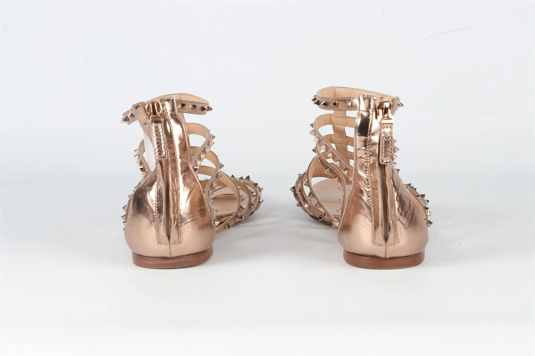 VALENTINO GARAVANI GOLD ROCKSTUD LEATHER SANDALS EU 39 UK 6 US 9 - Image 5