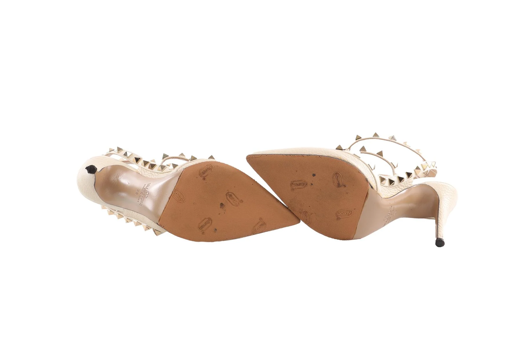VALENTINO GARAVANI IVORY ROCKSTUD LEATHER PUMPS EU 38 - Image 6