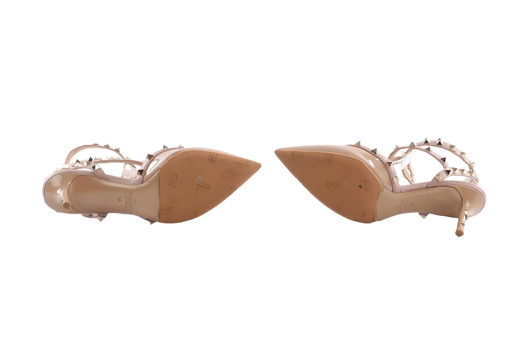 VALENTINO GARAVANI NUDE ROCKSTUD PATENT LEATHER PUMPS EU 38 - Image 6