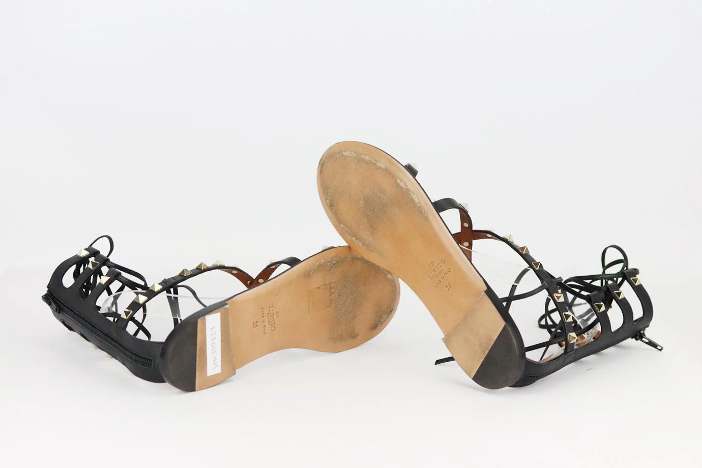 VALENTINO GARAVANI ROCKSTUD LACE UP LEATHER SANDALS EU 38 UK 5 US 8 - Image 5