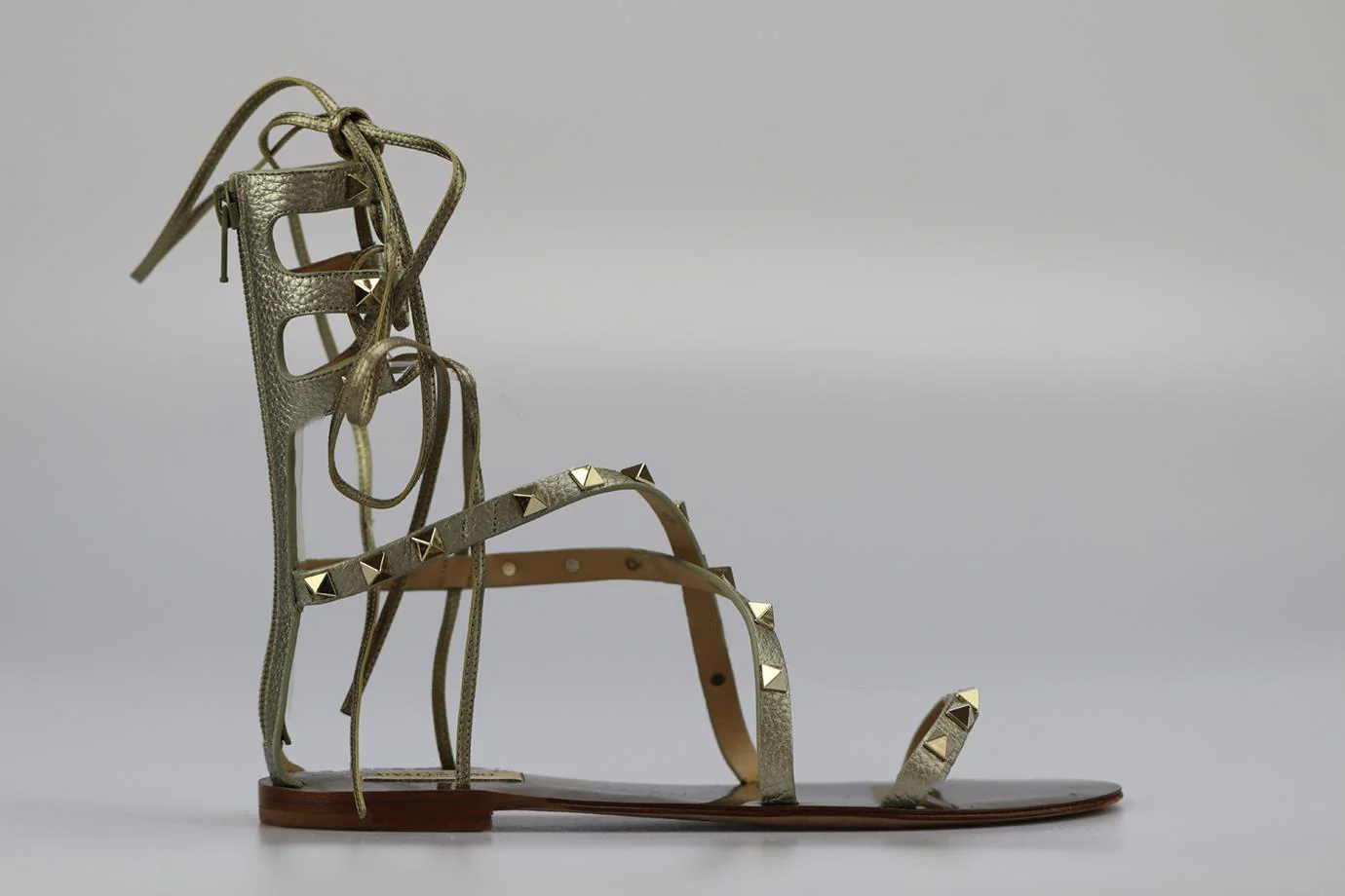 VALENTINO GARAVANI ROCKSTUD LACE UP LEATHER SANDALS EU 38 UK 5 US 8 - Image 2