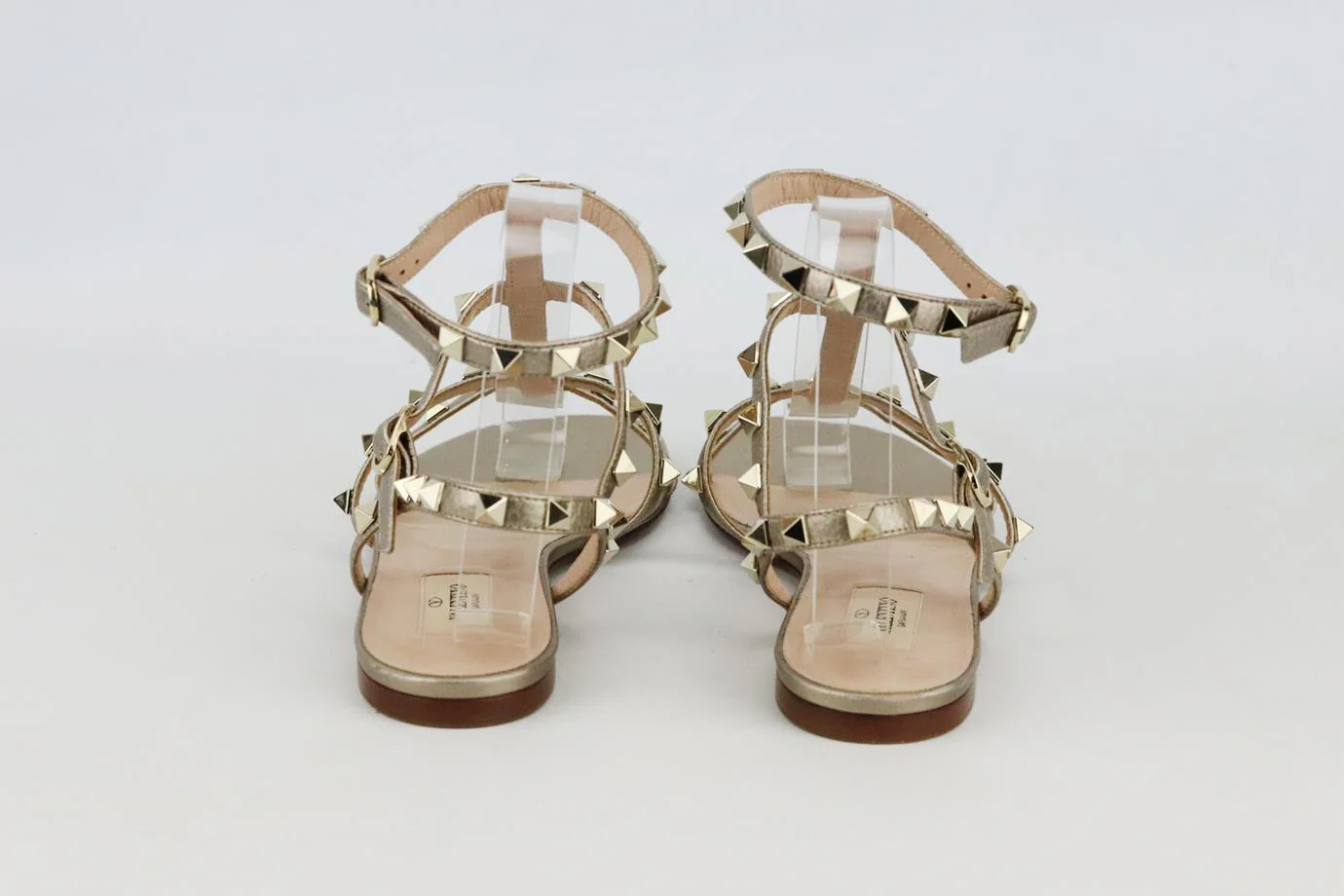 VALENTINO GARAVANI ROCKSTUD METALLIC LEATHER SANDALS EU 37.5 UK 4.5 US 7.5 - Image 4