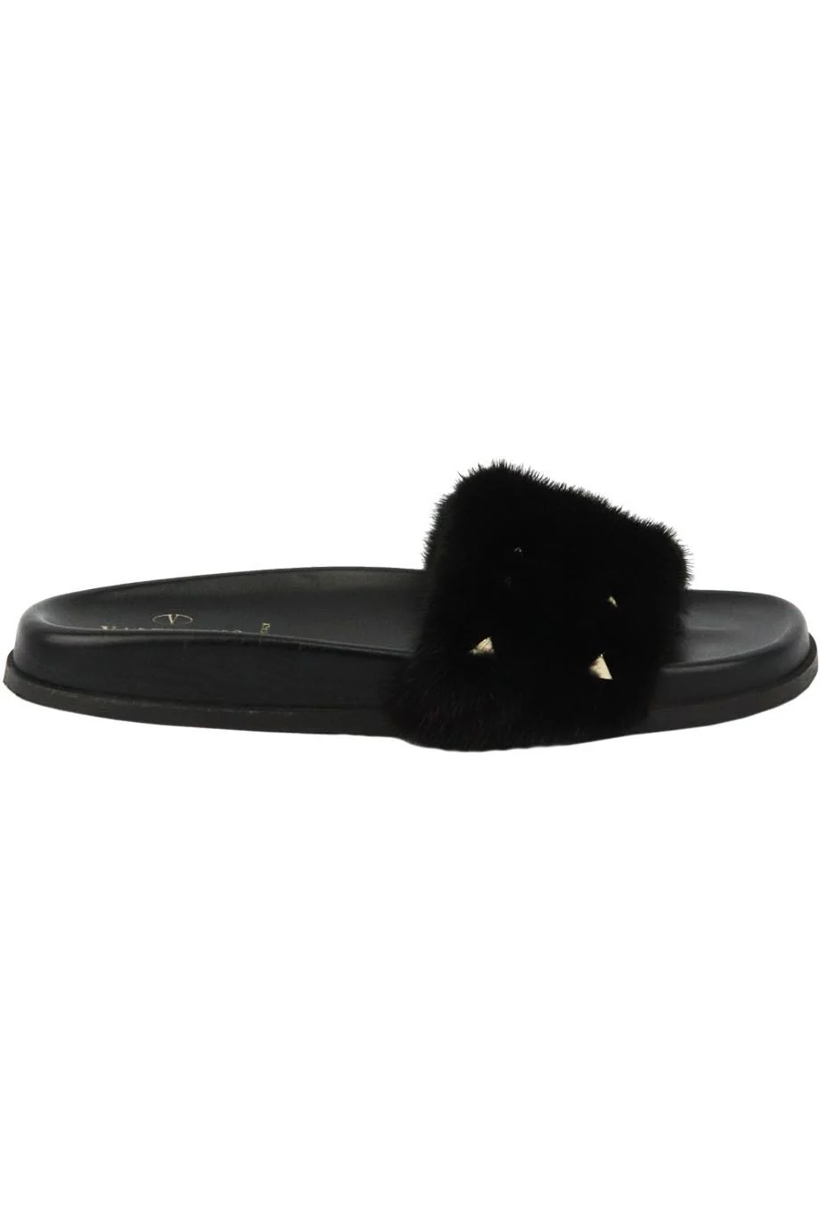 VALENTINO GARAVANI ROCKSTUD MINK FUR SLIDES EU 38.5 UK 5.5 US 8.5