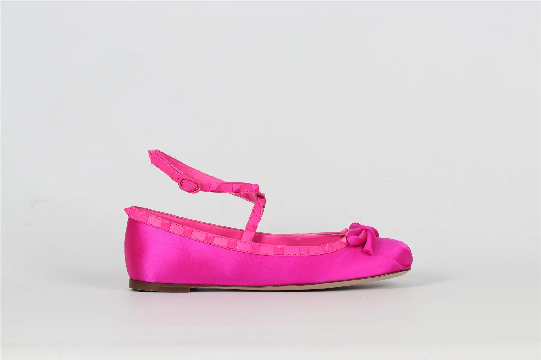 VALENTINO GARAVANI ROCKSTUD SATIN BALLERINA FLATS EU 39.5 UK 6.5 US 9.5 - Image 2