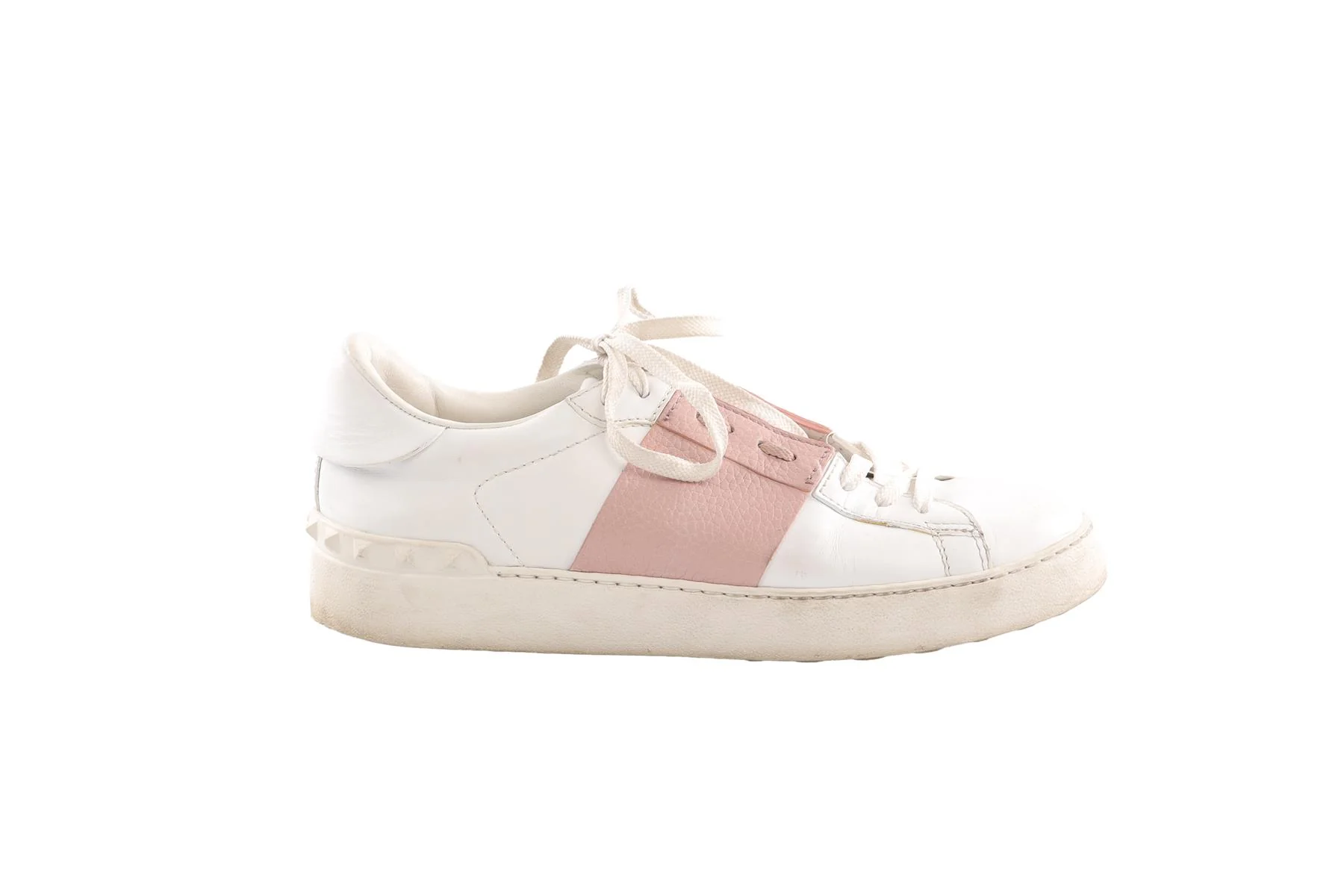 VALENTINO GARAVANI WHITE OPEN LEATHER SNEAKERS EU 38 - Image 2