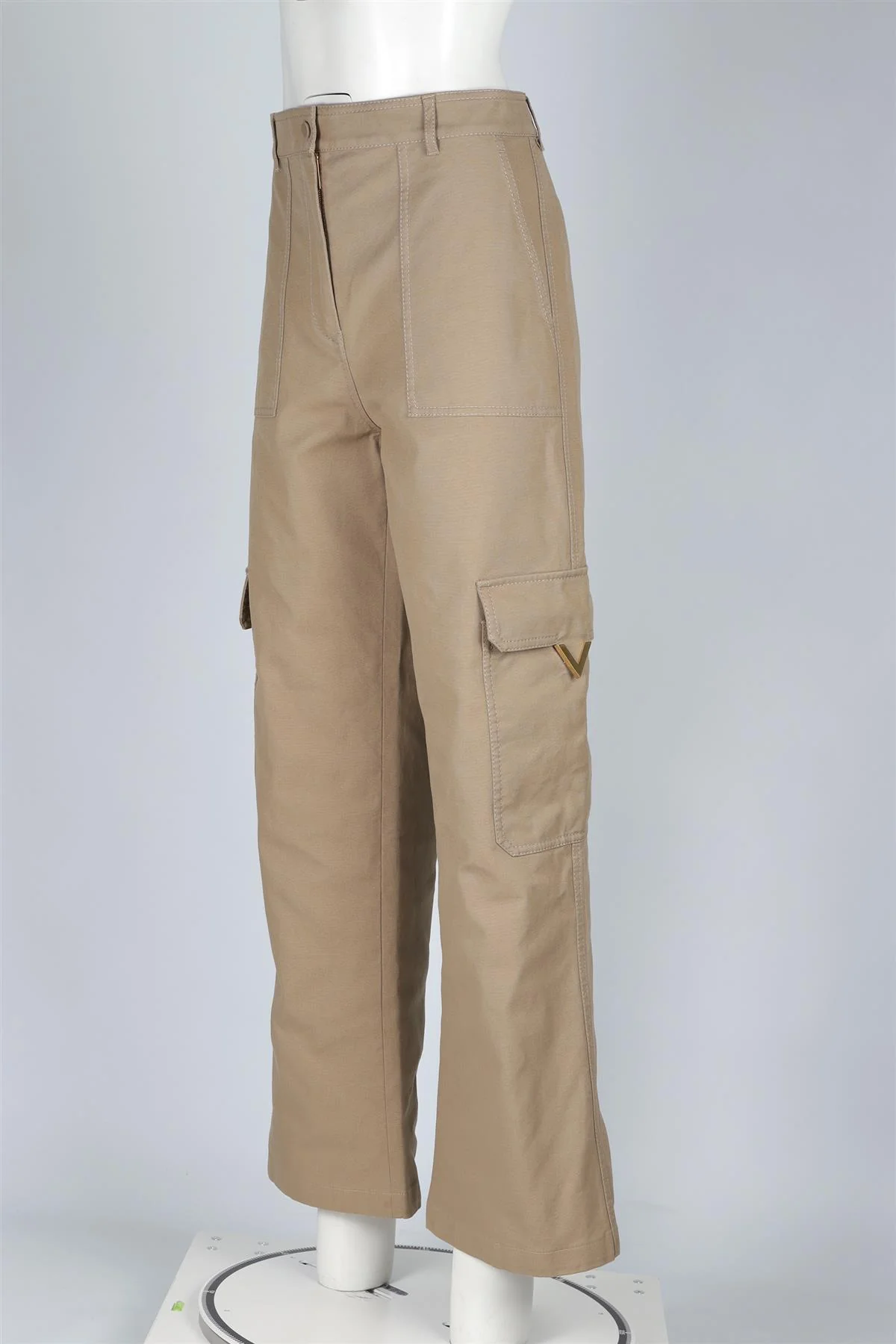 VALENTINO GREEN COTTON CARGO PANTS IT 44 UK 12 - Image 3