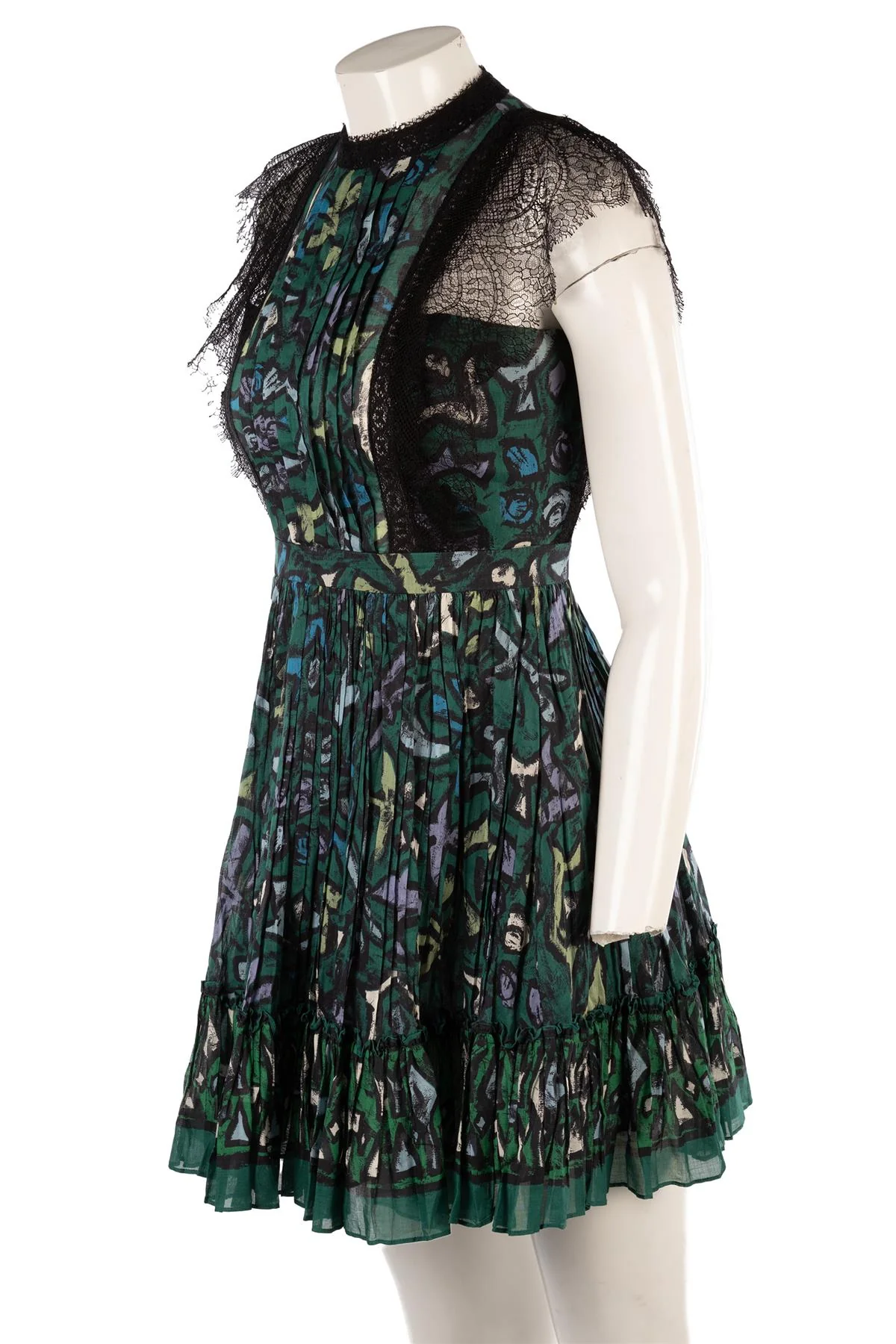 VALENTINO GREEN COTTON MINI DRESS IT 38 UK 6 - Image 3