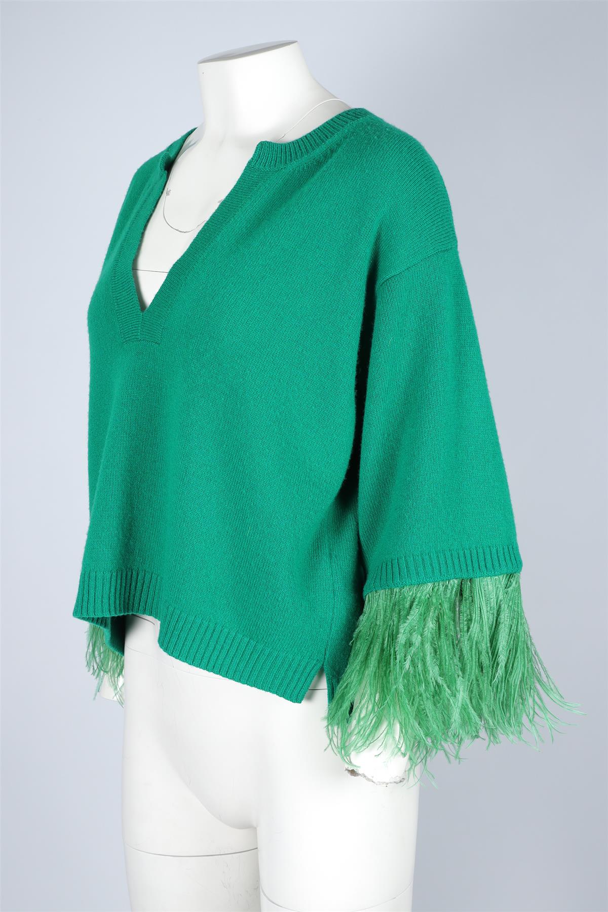 VALENTINO GREEN FEATHER AND WOOL SWEATER XSMALL - Image 3