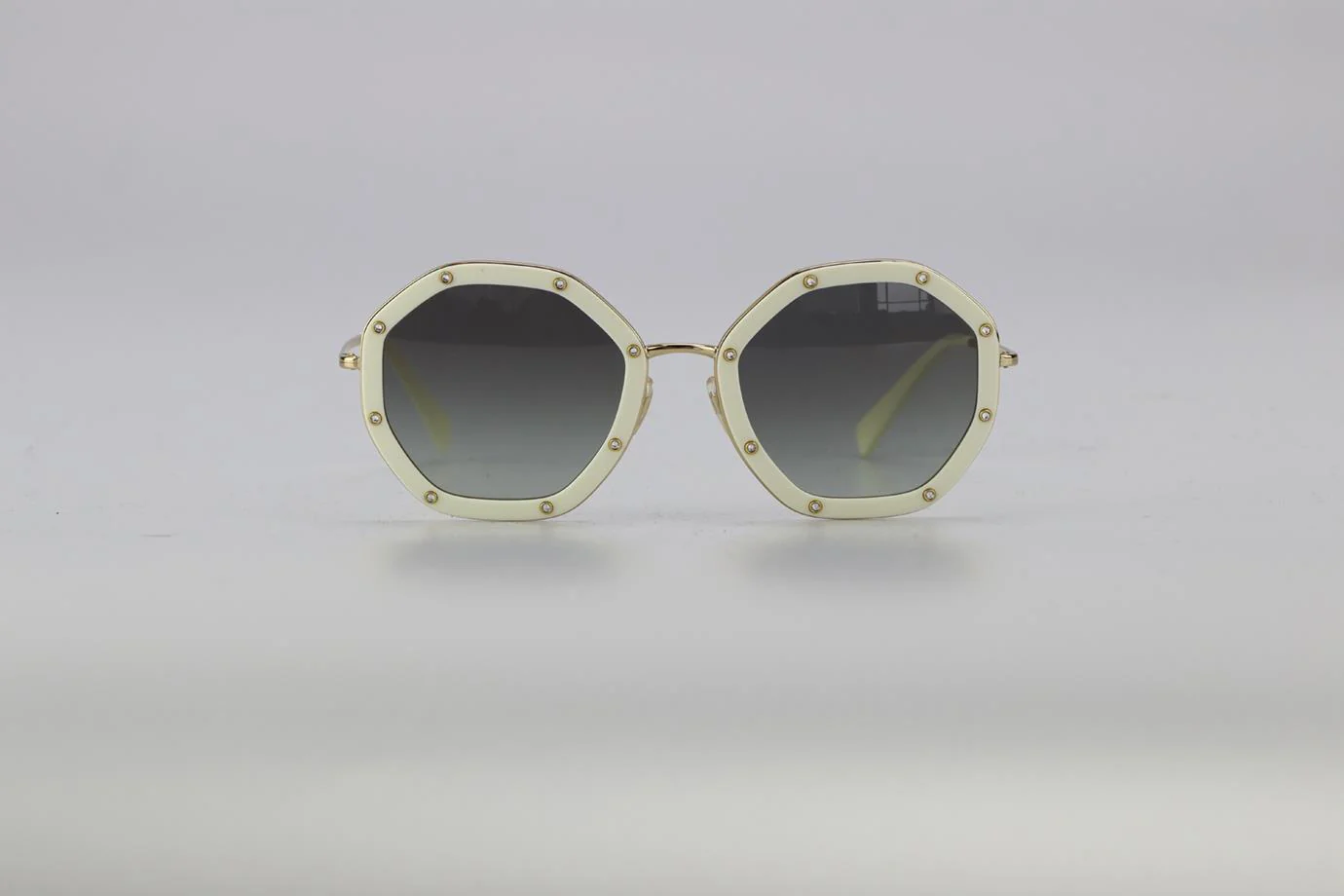 VALENTINO HEXAGON FRAME ACETATE AND GOLD TONE SUNGLASSES - Image 3