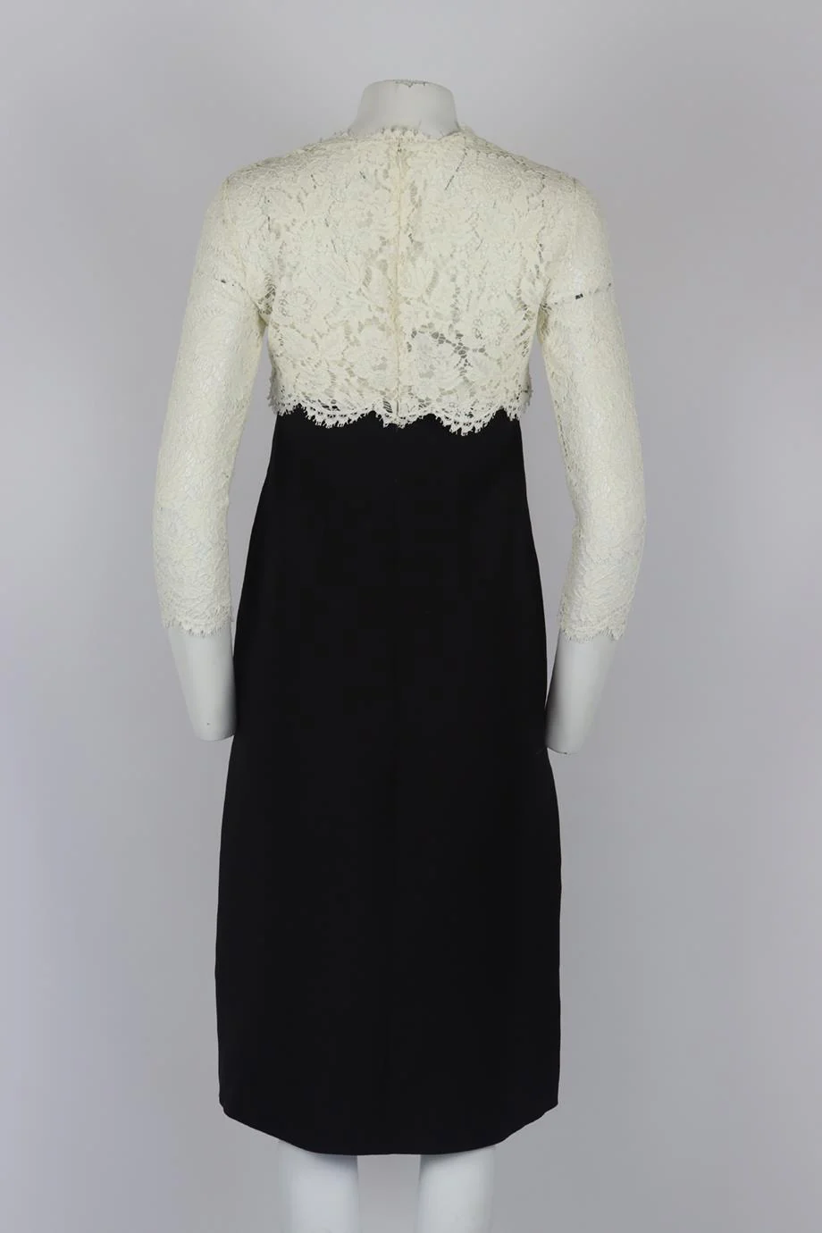 VALENTINO LACE PANELED WOOL AND SILK BLEND MIDI DRESS IT 40 UK 8 - Image 4