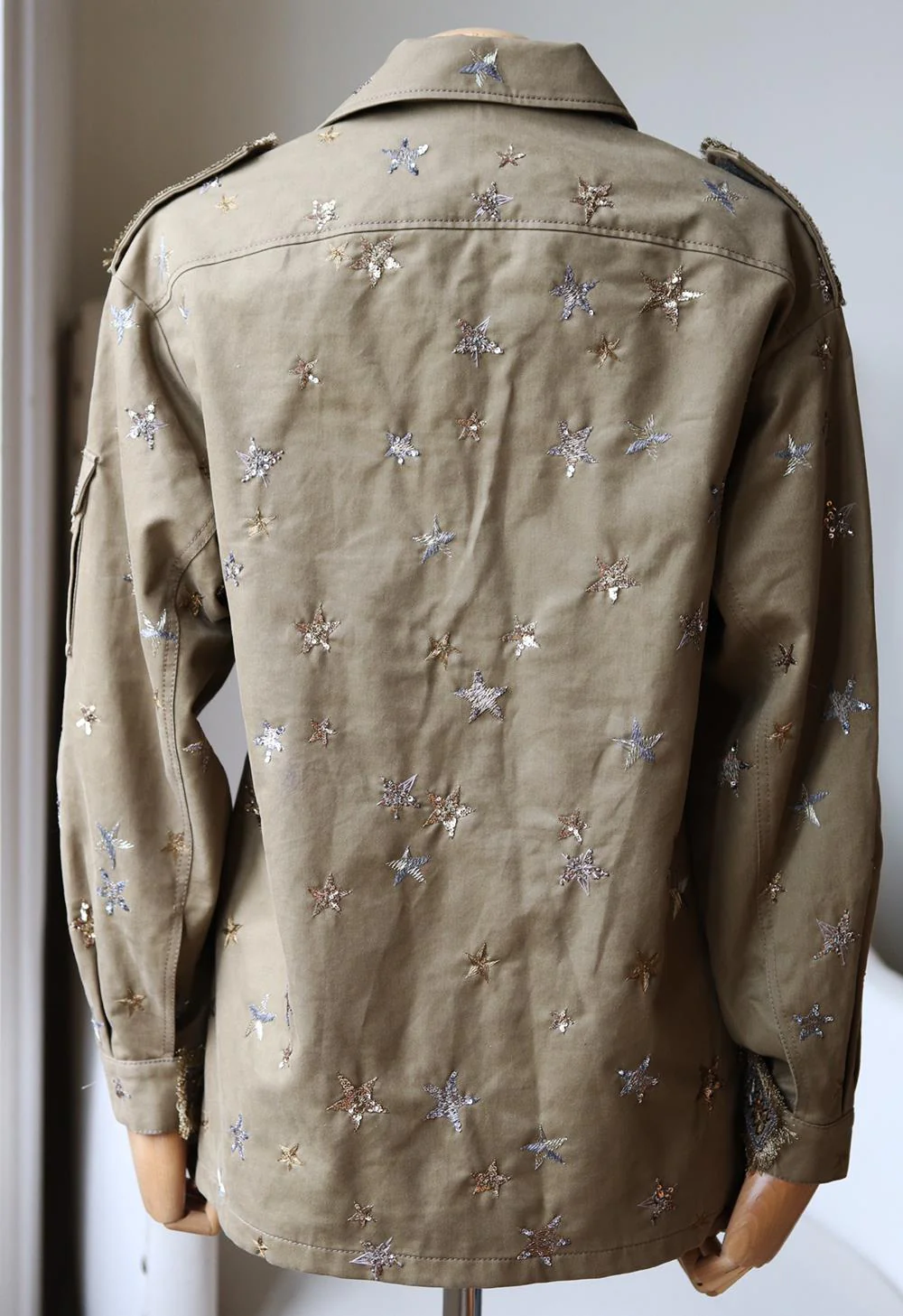 VALENTINO OVERSIZED SEQUIN EMBELLISHED COTTON TWILL JACKET IT 36 UK 4 - Image 4