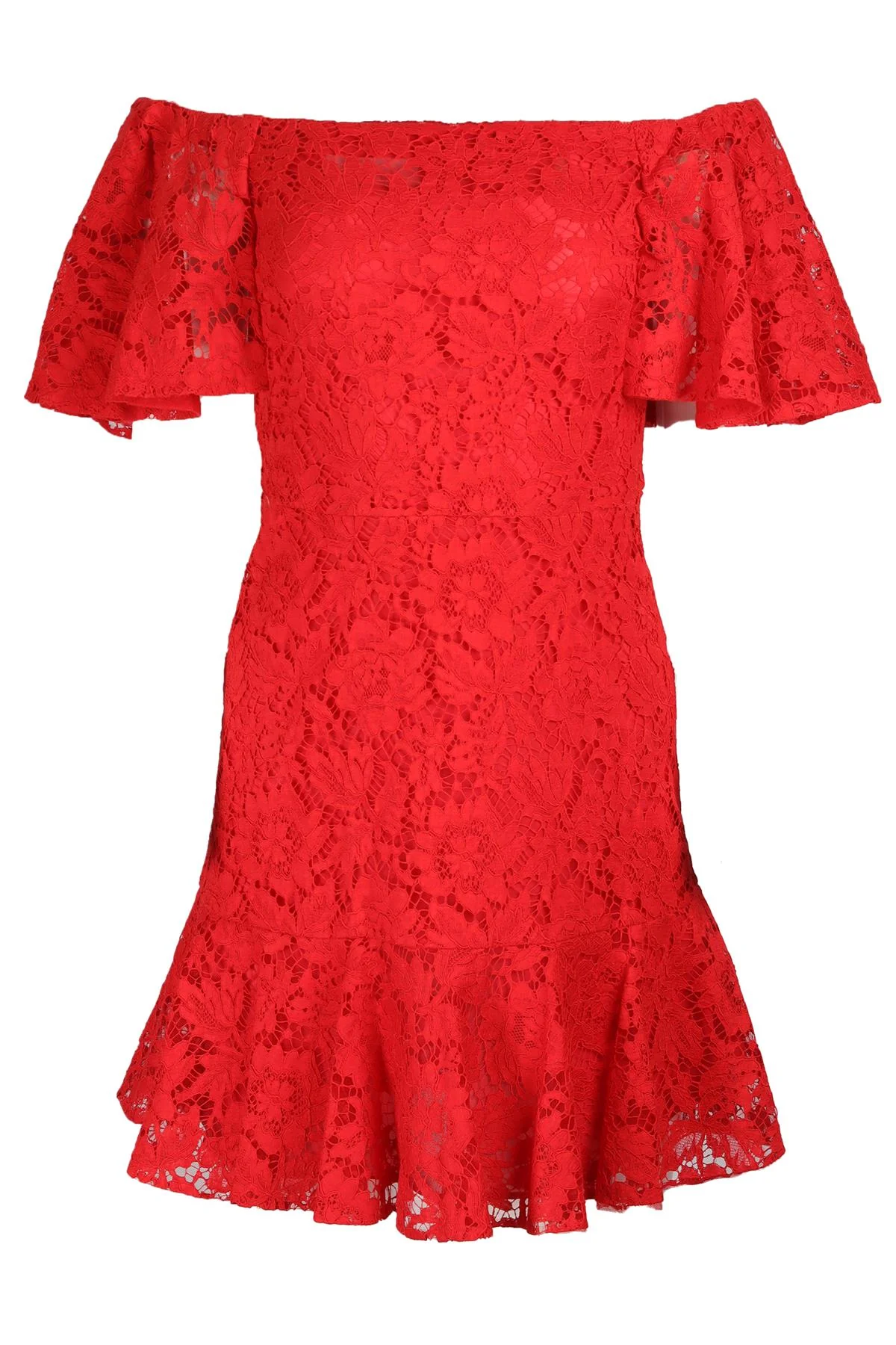 VALENTINO RED LACE MINI DRESS US 2 UK 6