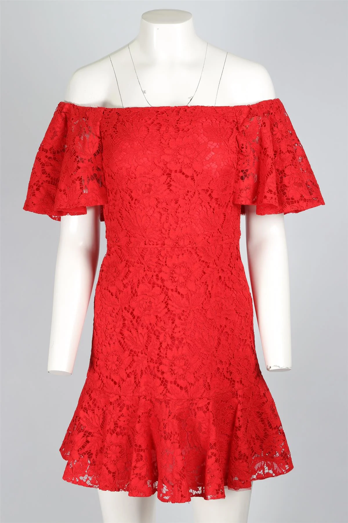 VALENTINO RED LACE MINI DRESS US 2 UK 6 - Image 2