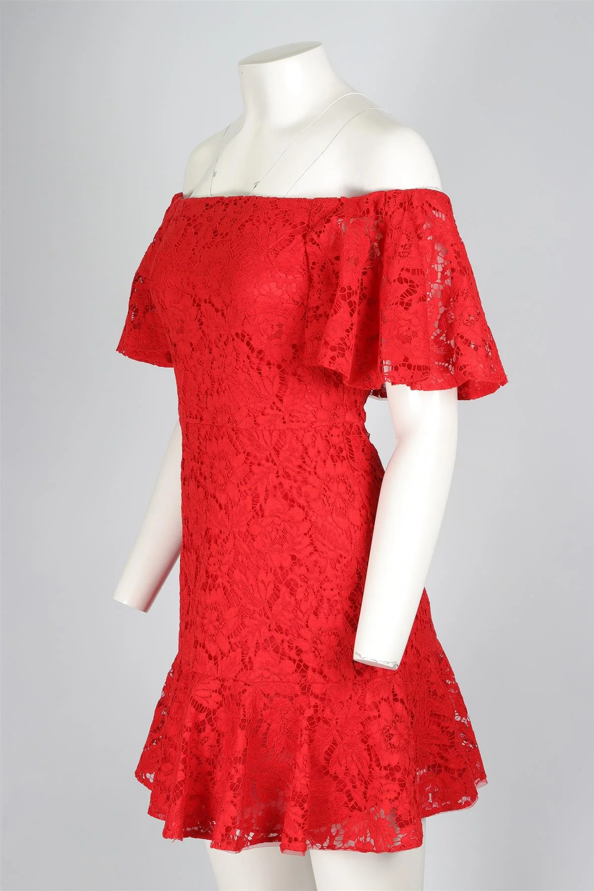 VALENTINO RED LACE MINI DRESS US 2 UK 6 - Image 3