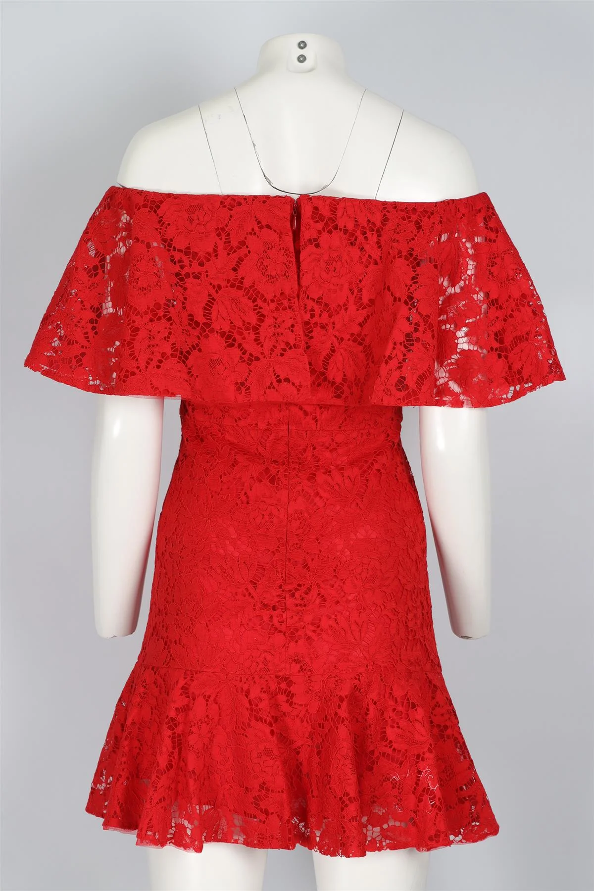 VALENTINO RED LACE MINI DRESS US 2 UK 6 - Image 4