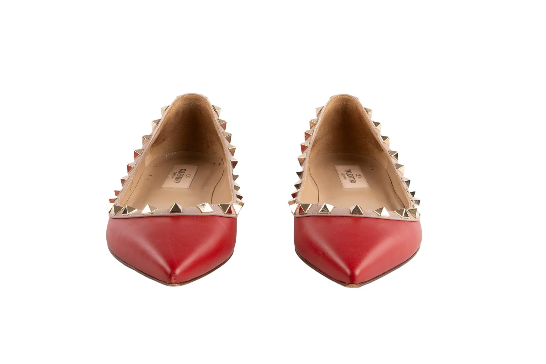 VALENTINO RED ROCKSTUD LEATHER BALLET FLATS EU 37 - Image 3