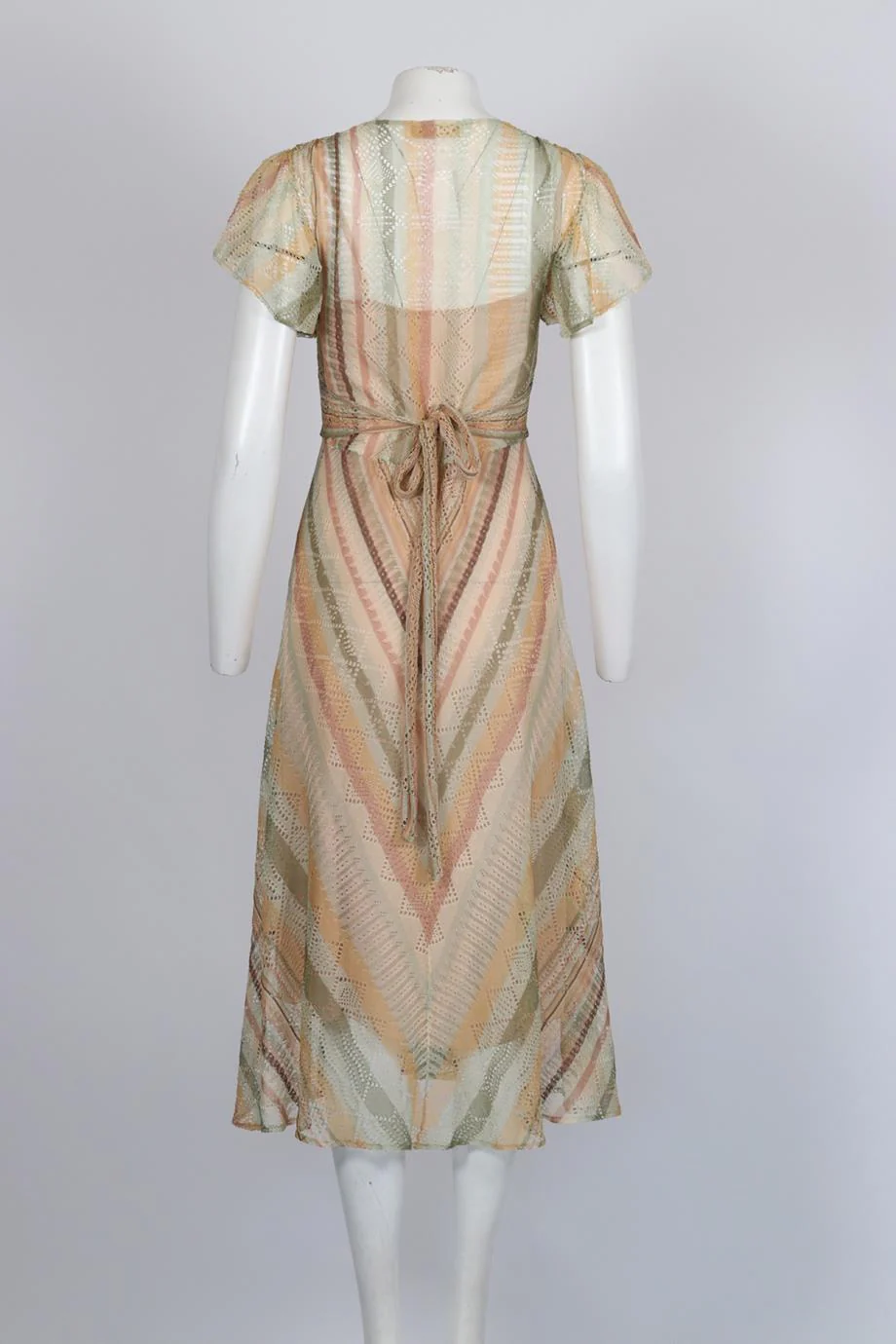 VALENTINO STRIPED SILK MIDI DRESS SMALL - Image 4