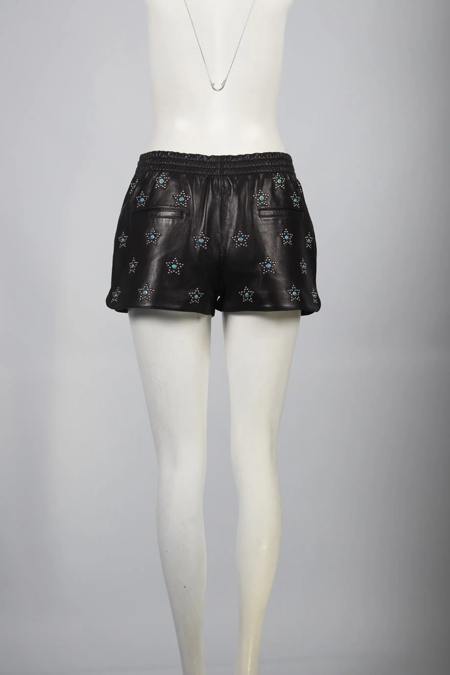 VALENTINO STUDDED LEATHER SHORTS IT 42 UK 10 - Image 4