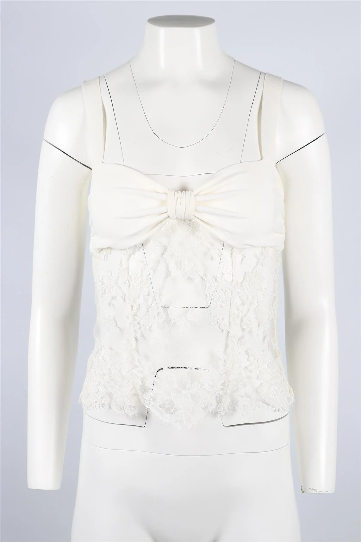 VALENTINO WHITE VINTAGE COTTON BLEND AND LACE TOP SIZE MEDIUM - Image 2